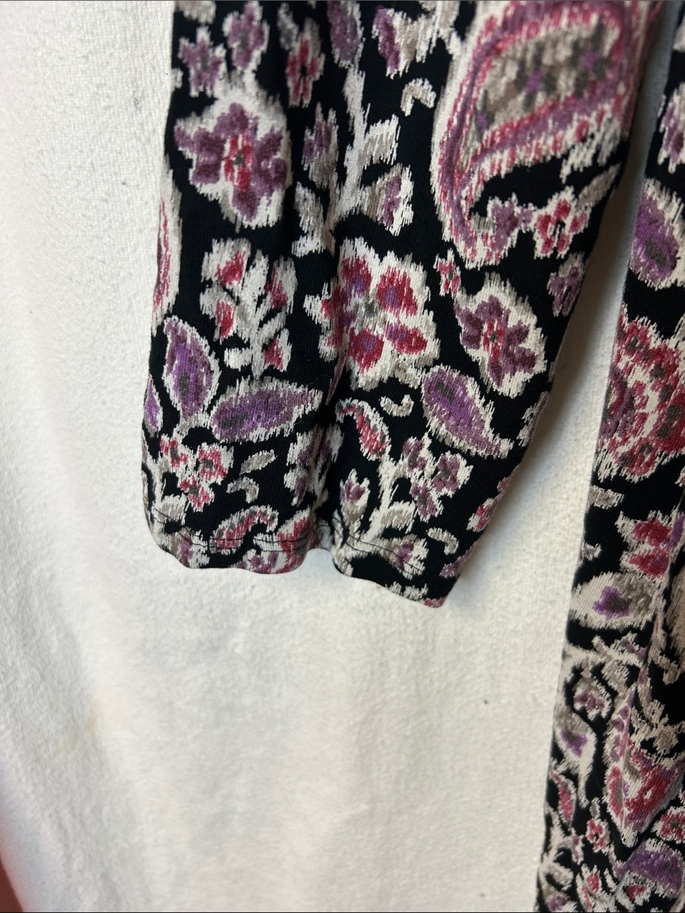 JJill Women's Black Floral Paisley Scoop Neck Top - Size L Pink & Purple - Picture 4 of 10